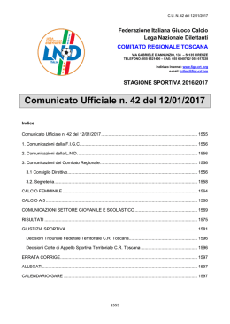 Comunicato Ufficiale n. 42 del 12/01/2017
