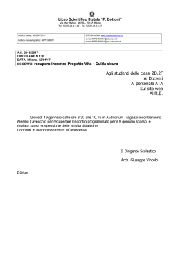 Agli studenti delle classi 2D,2F Ai Docenti Al personale ATA Sul sito