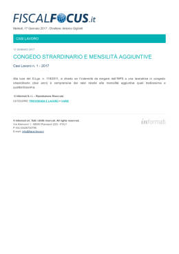 congedo strardinario e mensilit&agrave; aggiuntive