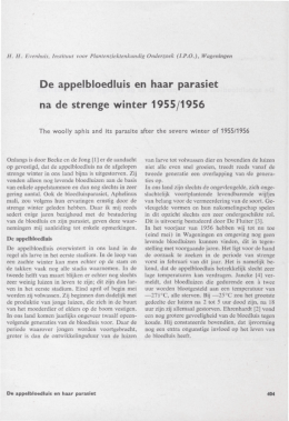 De appelbloedluis en haar parasiet na de strenge winter 1955/1956