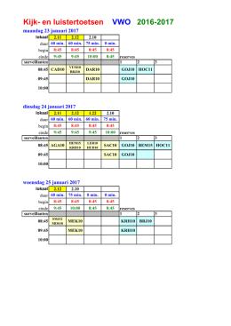 Kijk- en luistertoetsen VWO 2016-2017