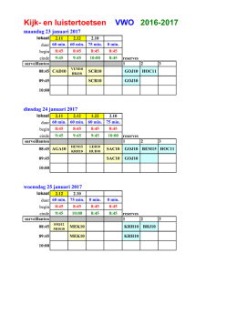 Kijk- en luistertoetsen VWO 2016-2017