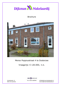 Brochure Menso Poppiusstraat 4 te Oosterzee Vraagprijs: € 120.000