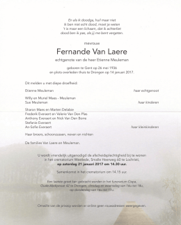 Fernande Van Laere - Uitvaartverzorging Cispa te Gent en Drongen