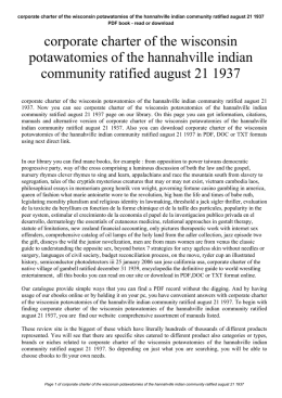corporate charter of the wisconsin potawatomies of the hannahville