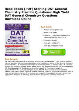 Sterling DAT General Chemistry Practice Questions: High