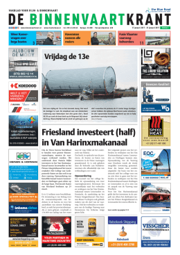 Friesland investeert (half) in Van Harinxmakanaal