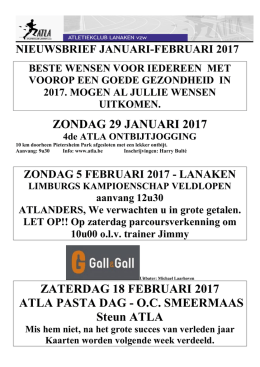 Nieuwsbrief Januari - februari 2017
