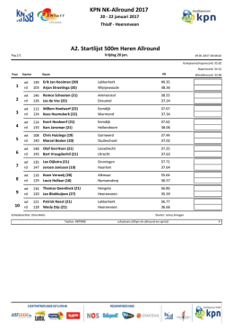 A2. Startlijst 500m Heren Allround KPN NK-Allround