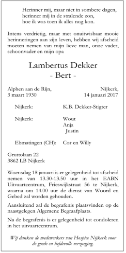 Lambertus Dekker - Bert -