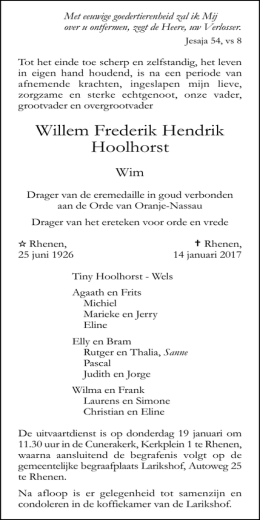 Willem Frederik Hendrik Hoolhorst