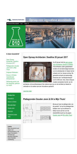 Open Oproep Architecten: Deadline 20 januari 2017