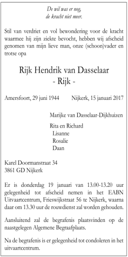 Rijk Hendrik van Dasselaar - Rijk -
