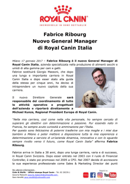 Fabrice Ribourg Nuovo General Manager di Royal Canin Italia