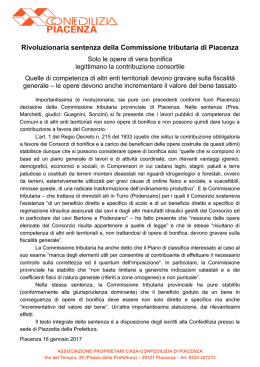Rivoluzionaria sentenza della Commissione tributaria di Piacenza