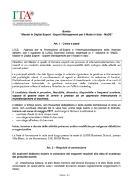 Bando “Master in Digital Export - Export Management per il Made in