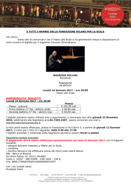Biglietti - Concerto Maurizio Pollini