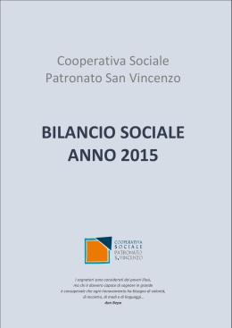 bilancio sociale anno 2015 - Cooperativa Sociale Patronato San