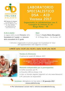LABORATORIO SPECIALISTICO DSA - Istituto Comprensivo Verona