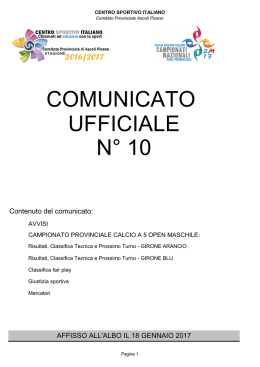 comunicato ufficiale n° 10 - CSI Comitato Provinciale di Ascoli Piceno