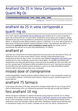 Anafranil Da 25 In Vena Corrisponde A Quanti Mg
