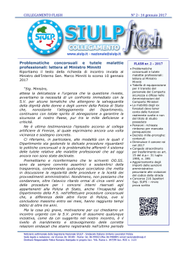 COLLEGAMENTO FLASH N&deg; 2&ndash; 14 gennaio 2017 Problematiche