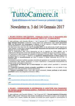 1. BILANCI SOCIETA` NON QUOTATE - Pubblicato l