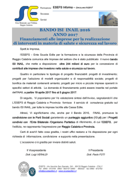 Scarica la comunicazione ESESF - Cassa Edile di Reggio Calabria
