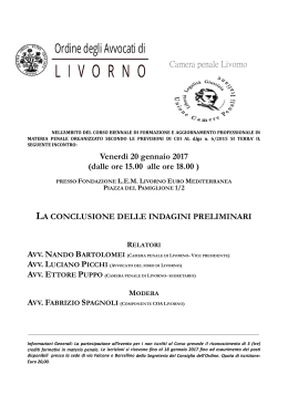 Camera penale Livorno Venerdì 20 gennaio 2017 (dalle ore 15.00