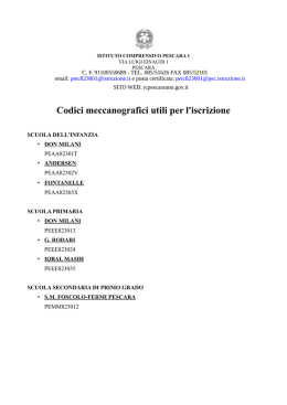 Codici meccanografici - Istituto Comprensivo Pescara 1