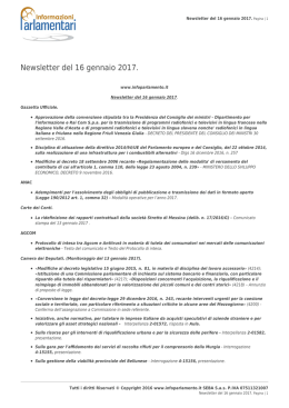 Newsletter del 16 gennaio 2017.