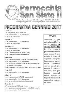 Programma settimanale - Parrocchia San Sisto II