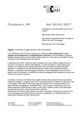 Circolare n. 95 del 18/01/2017 - Liceo artistico statale Caravaggio
