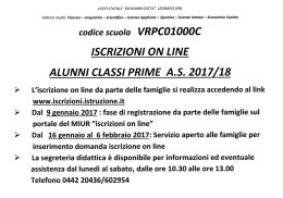 iscrizioni on line alunni classiprime as 2017/18