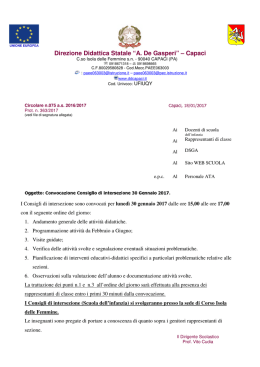 Convocazione Consiglio di intersezione 30 Gennaio 2017