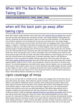 When Will The Back Pain Go Away After Taking Cipro by