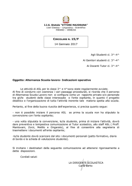 Circ. n. 15/F – ASL- Indicazioni operative - Ettore Majorana