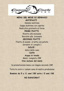 menu del mese - Cascina Costa