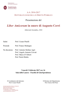 Liber Amicorum in onore di Augusto Cerri - Sapienza