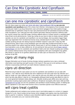 Can One Mix Ciprobiotic And Ciproflaxin by posthing.com