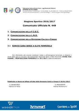 Comunicato - Divisione Calcio a 5