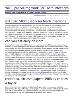 Will Cipro 500mg Work For Tooth Infections by