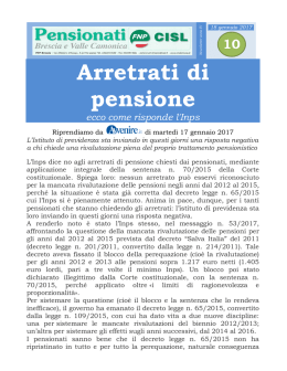 Arretrati pensione - Fnp Cisl Lombardia