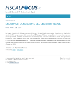 ecobonus. la cessione del credito fiscale