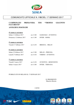 Comunicato Ufficiale n.118