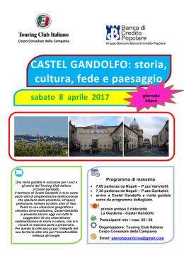 CASTEL GANDOLFO: storia, cultura, fede e paesaggio