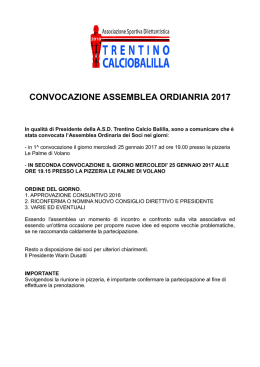convocazione - ASD Trentino Calcio Balilla