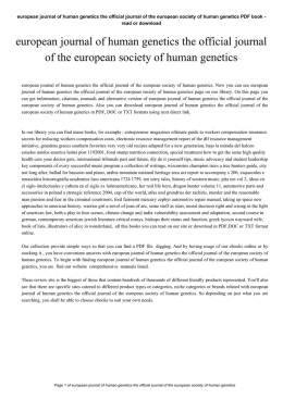 european journal of human genetics the official journal of the