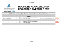 modifiche al calendario regionale invernale 2017