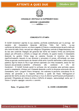 Comunicato stampa del Cocer Carabinieri sulla proroga del